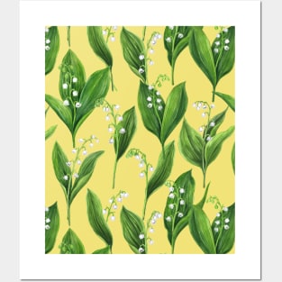 Lily of the valley on buttercup yellow Posters and Art